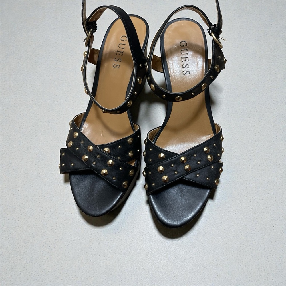 Guess Black Sandals with Gold Accents